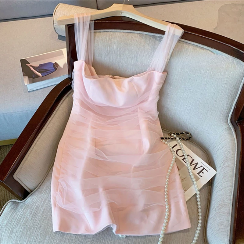 Elegant Princess Dress Bodycon Clubwear Female Pink Sweet Women Korean Sexy Slim Gauze Patchwork Sleeveless Mini Dress Fashion
Elegant Princess Dress Bodycon Clubwear Female Pink Sweet Women Korean Sexy Slim Gauze Patchwork Sleeveless Mini Dress Fashion