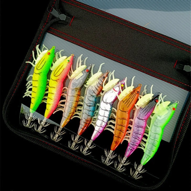 8Pcs/packet 3D 3.5# Luminous shrimp EGI Lure 115mm 21g For Fishing Squid Jigs Eging Jigging Octopus Calamar Cuttlefish Lure
8Pcs/packet 3D 3.5# Luminous shrimp EGI Lure 115mm 21g For Fishing Squid Jigs Eging Jigging Octopus Calamar Cuttlefish Lure
