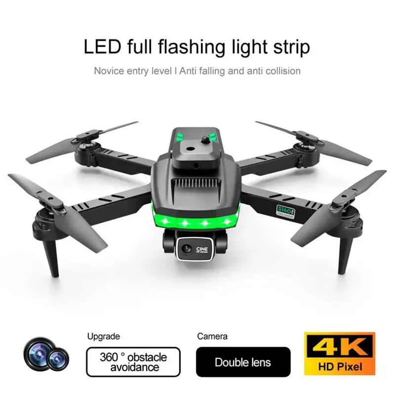 S 160 Mini Drone 4K HD Dual Camera Four-sided Obstacle Avoidance Air Pressure Fixed Height Professional Foldable Quadcopter Toys
S 160 Mini Drone 4K HD Dual Camera Four-sided Obstacle Avoidance Air Pressure Fixed Height Professional Foldable Quadcopter Toys