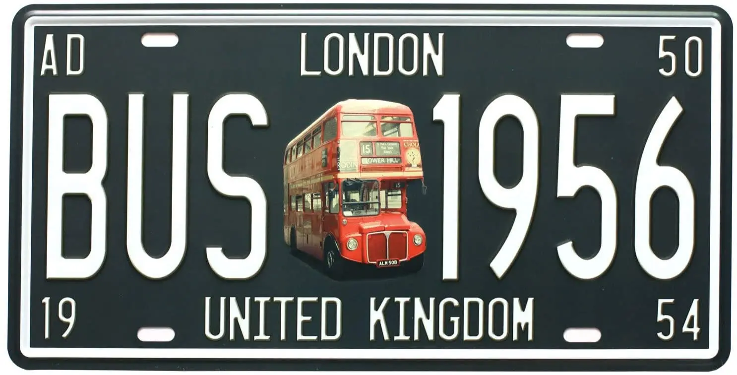 

London Bus 1956 United Kingdom Metal Tin Sign Vintage Auto License Plate, Car Vehicle License Plate Souvenir License Plate