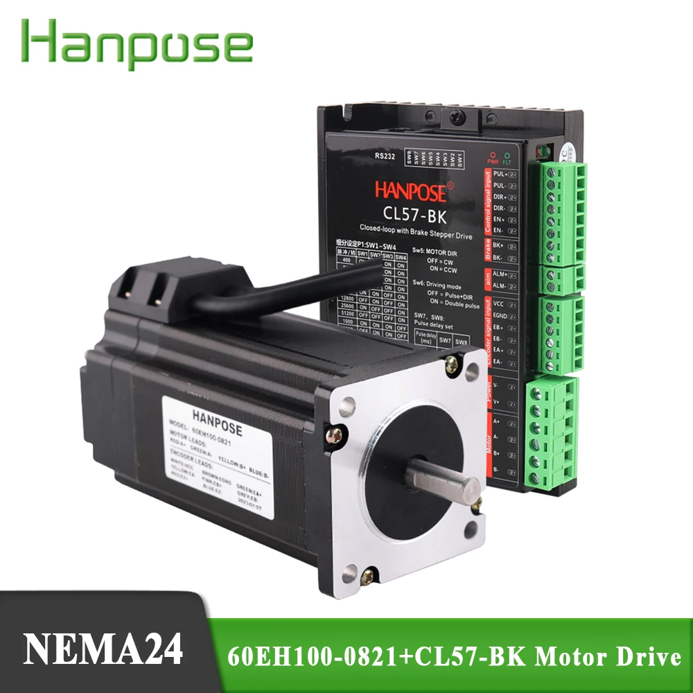 

60EH100-821+CL57-BK CNCStepper Driver 4.0A 2.8N.m Hybrid Step-servo motor NEMA24 Motor Controller Kit Closed Loop stepper motor