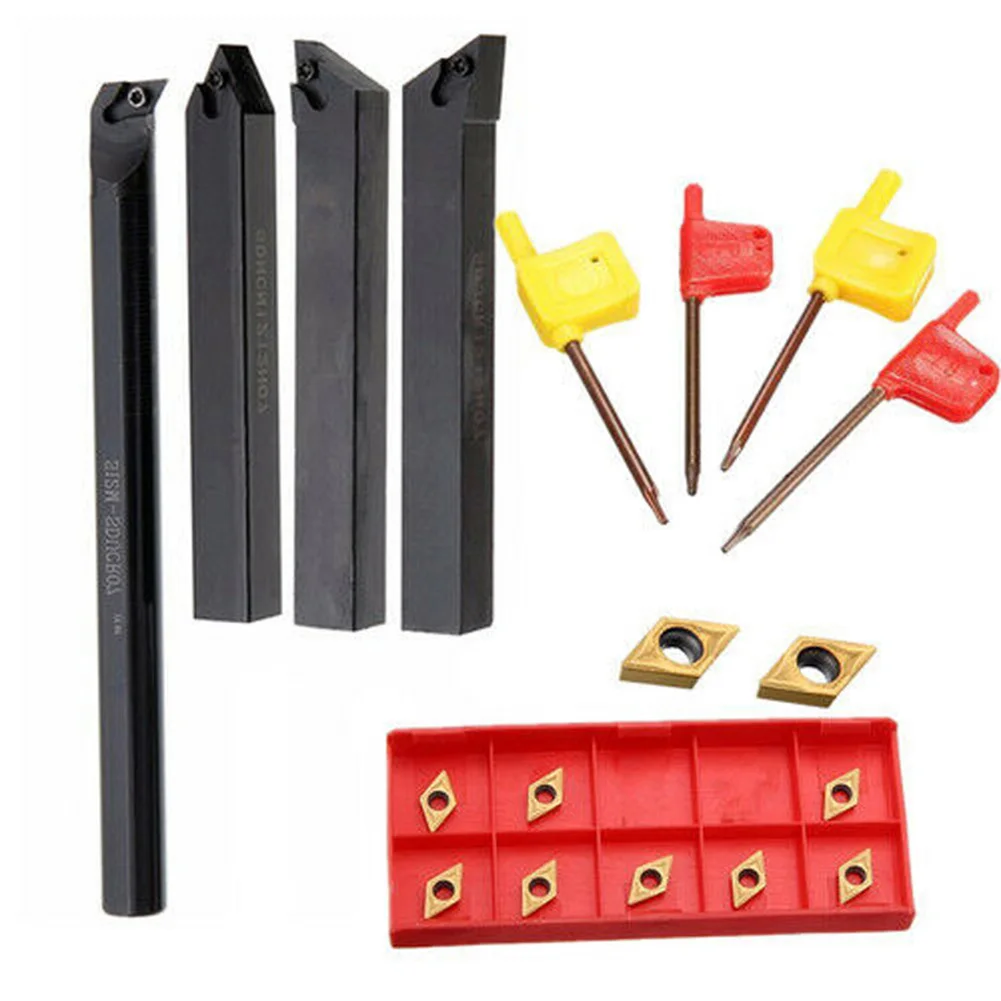 4PCS 12mm Shank Lathe Turning Tool Holder Boring Bar With 10pcs DCMT0704 Carbide Inserts Set Lathe Tools Lathe Cutter Rod
4PCS 12mm Shank Lathe Turning Tool Holder Boring Bar With 10pcs DCMT0704 Carbide Inserts Set Lathe Tools Lathe Cutter Rod