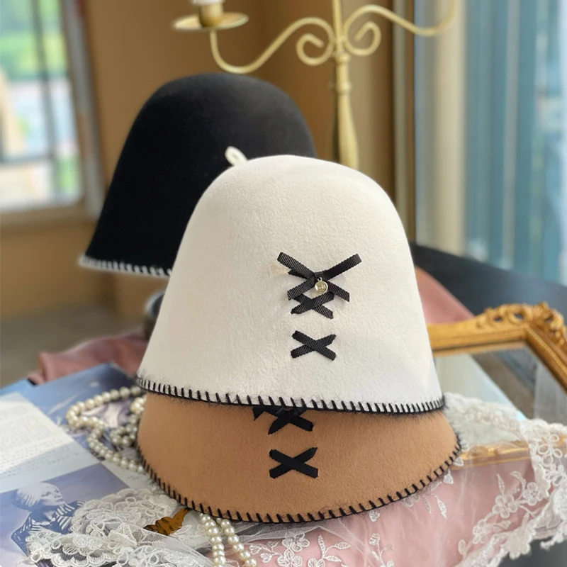 Luna&Dolphin Women Winter Wool Fisherman Hat Camel Luxury Black Bow Diamond Pot Caps Warm Sweet Hats Dome Eavesless Wool Cap
Luna&Dolphin Women Winter Wool Fisherman Hat Camel Luxury Black Bow Diamond Pot Caps Warm Sweet Hats Dome Eavesless Wool Cap