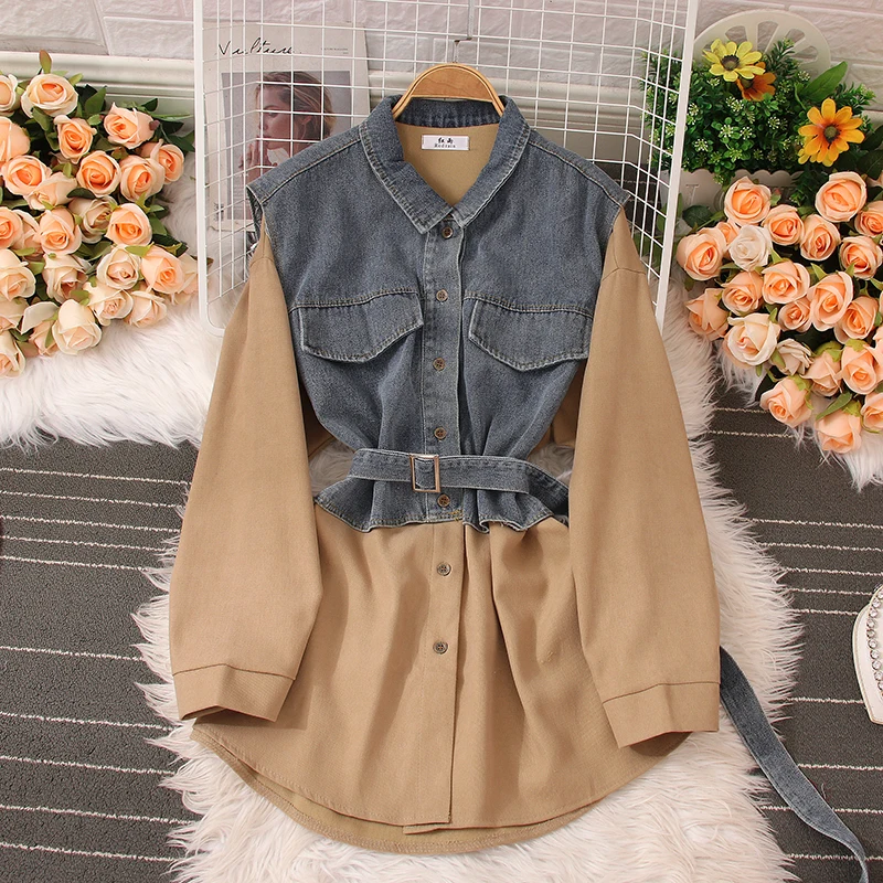 VANOVICH French Style Waist Slim Long-sleeved Dress Spring and Summer New Women's Denim Patchwork Temperament A-line Short Dress
VANOVICH French Style Waist Slim Long-sleeved Dress Spring and Summer New Women's Denim Patchwork Temperament A-line Short Dress