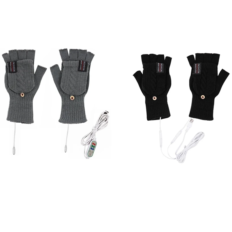 USB Electric Heated Gloves 2-Side Heating Convertible Fingerless Glove Mittens Adjustable Cycling Skiing Gloves
USB Electric Heated Gloves 2-Side Heating Convertible Fingerless Glove Mittens Adjustable Cycling Skiing Gloves