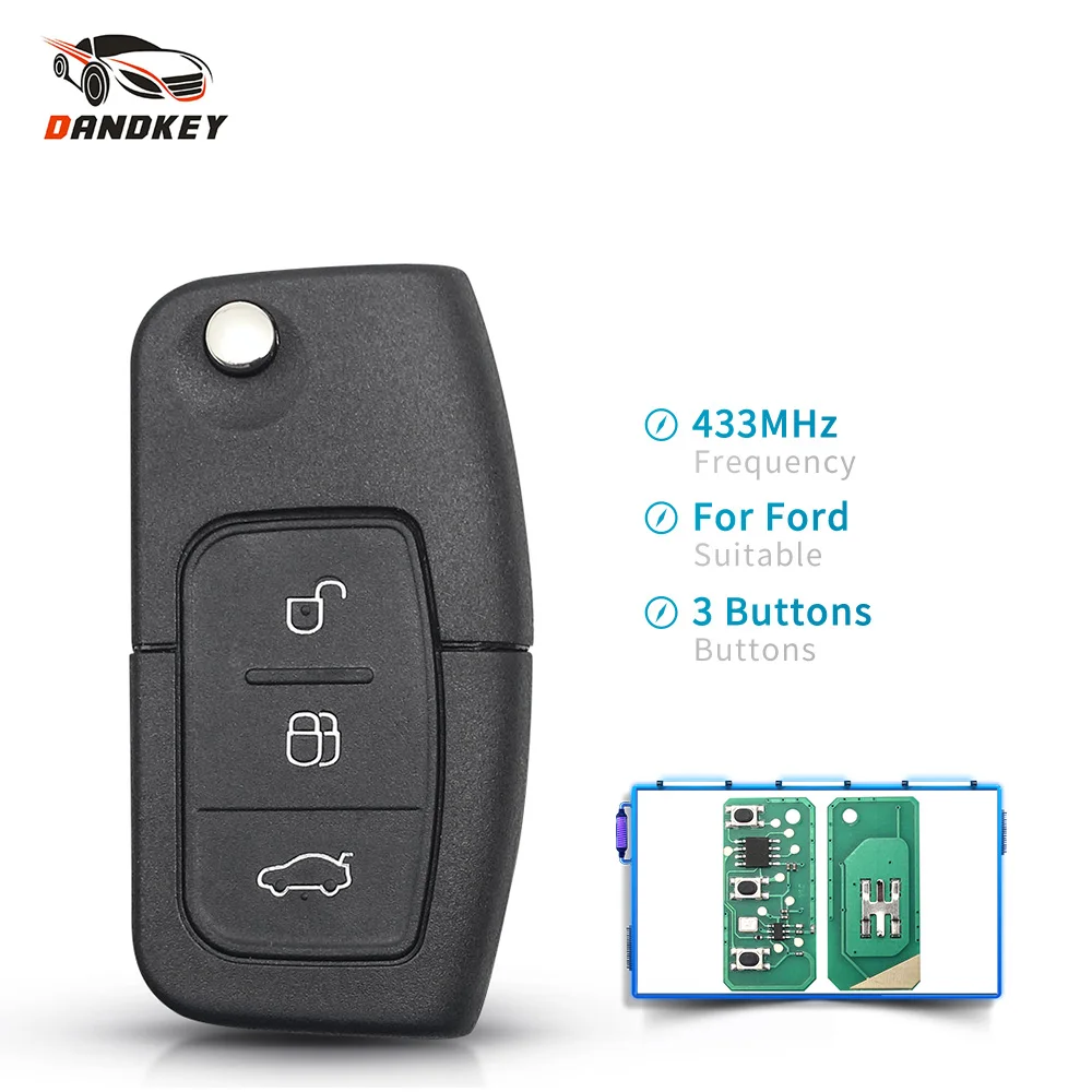 

Dandkey 433 МГц 4D63/4D60 чип Автомобильный откидной дистанционный ключ для Ford Fusion Focus Mondeo Fiesta Galaxy HU101/FO21 лезвие DIY Автомобильный ключ