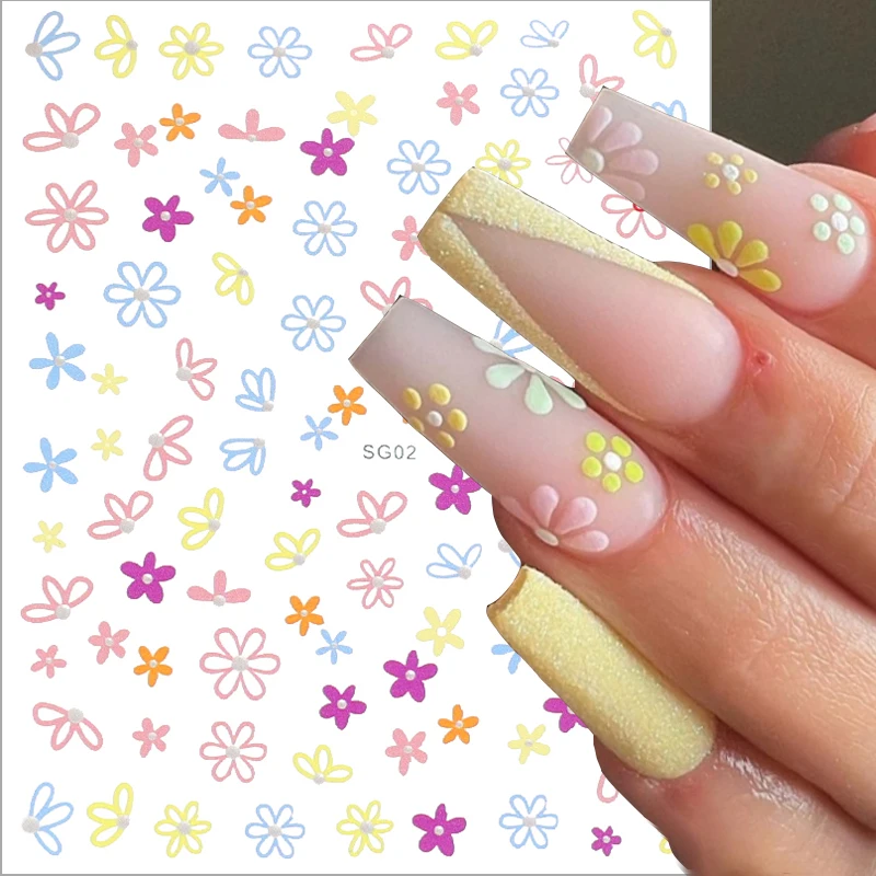 3D Colorful Flowers Nail Stickers Summer Florals Leaf Daisy Sliders Decals for Nails Pink Purple Petal Manicure Wraps Decoration 
3D Colorful Flowers Nail Stickers Summer Florals Leaf Daisy Sliders Decals for Nails Pink Purple Petal Manicure Wraps Decoration