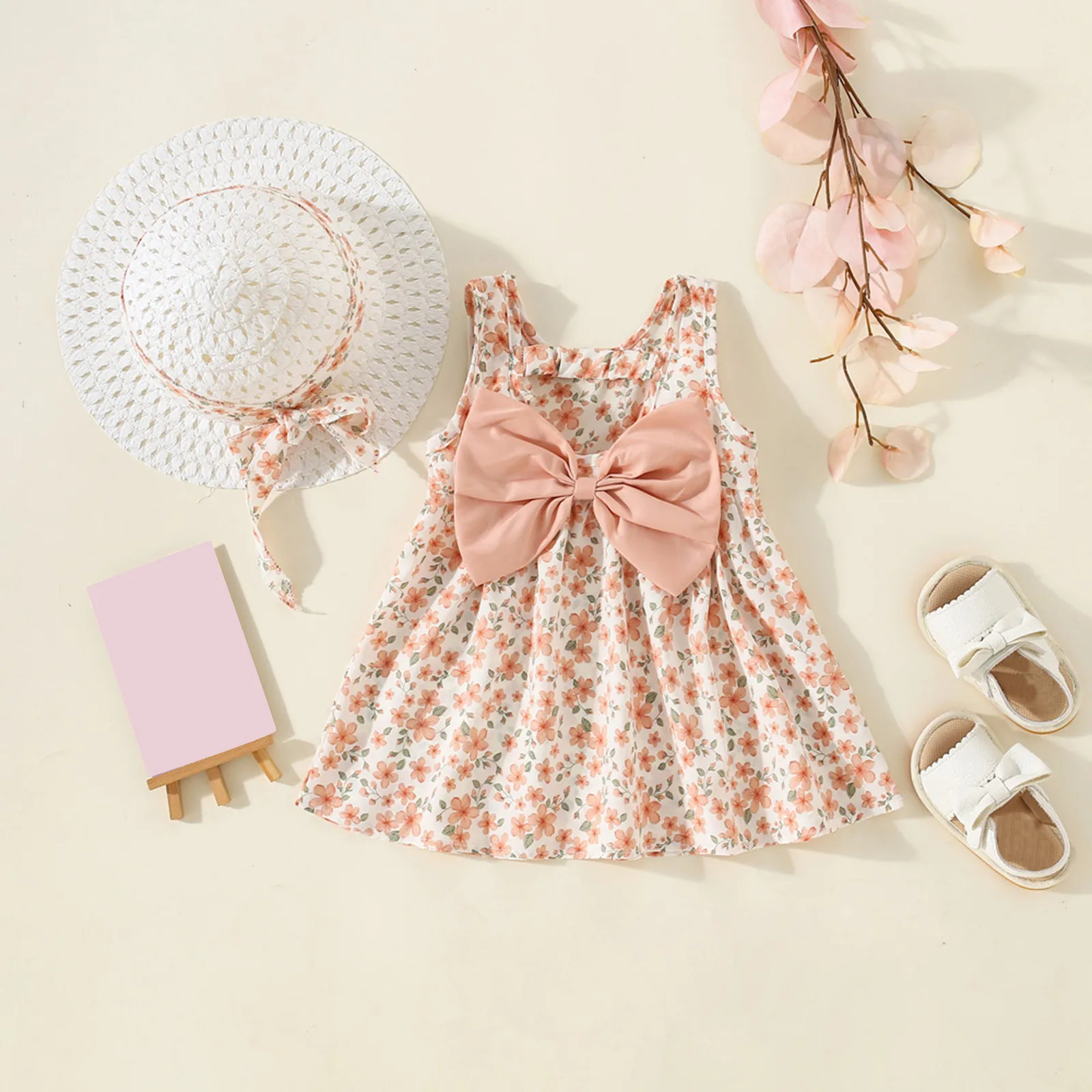 Платье принцессы для новорожденных девочек + сарафан, летний комплект одежды для маленьких девочек, Пляжное платье, милый розовый сарафан без рукавов с бантом 
Платье принцессы для новорожденных девочек + сарафан, летний комплект одежды для маленьких девочек, Пляжное платье, милый розовый сарафан без рукавов с бантом