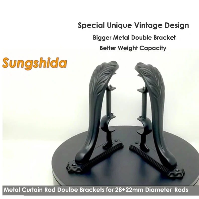 Sungshida 4Pcs Vintage Black Znic Double Curtain Rod Bracket Holder Drapery Rod Bracket Hook Hanger For 28/25+22/19mm Dia. Rods
Sungshida 4Pcs Vintage Black Znic Double Curtain Rod Bracket Holder Drapery Rod Bracket Hook Hanger For 28/25+22/19mm Dia. Rods