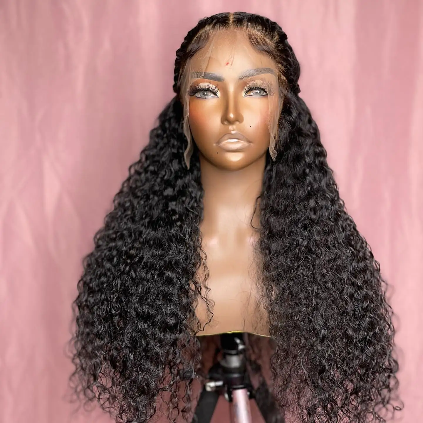 Glueless 26inch Long Kinky Curly Natural Black Synthetic Lace Frontal Wig For Women Deep Part Pre Plucked Heat Resistant Daily
Glueless 26inch Long Kinky Curly Natural Black Synthetic Lace Frontal Wig For Women Deep Part Pre Plucked Heat Resistant Daily