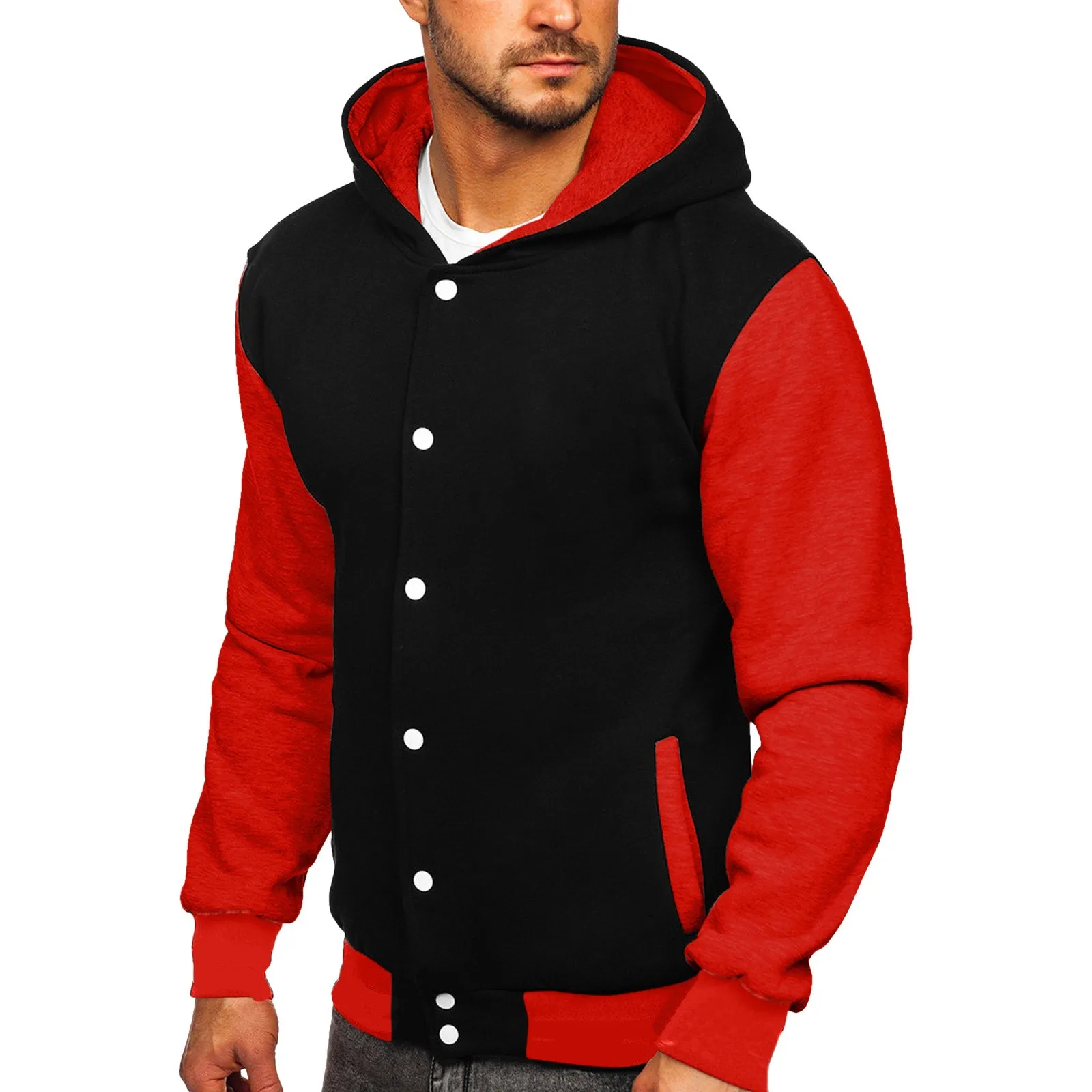 Men's Winter Coat Casual Loose Color Matching Single-breasted Baseball Coat Hooded Jacket Coats
Men's Winter Coat Casual Loose Color Matching Single-breasted Baseball Coat Hooded Jacket Coats