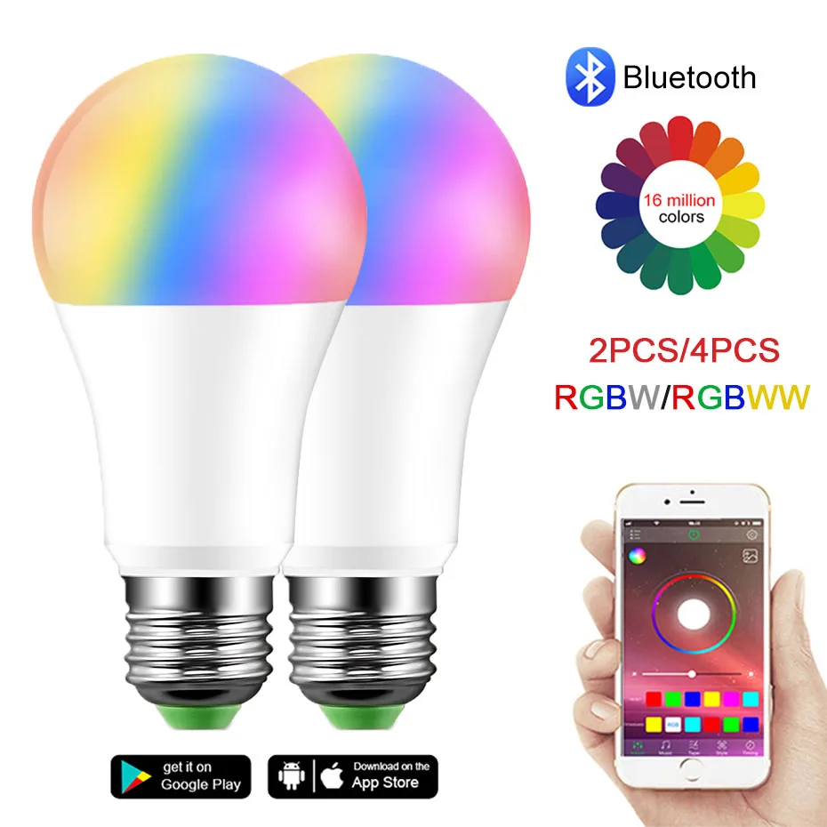 RGB Smart Bulb E27 B22 LED Lamp Bluetooth APP Control 15W AC110V 220V RGBW RGBWW Colourful Dimmable For Rome Decoration
RGB Smart Bulb E27 B22 LED Lamp Bluetooth APP Control 15W AC110V 220V RGBW RGBWW Colourful Dimmable For Rome Decoration