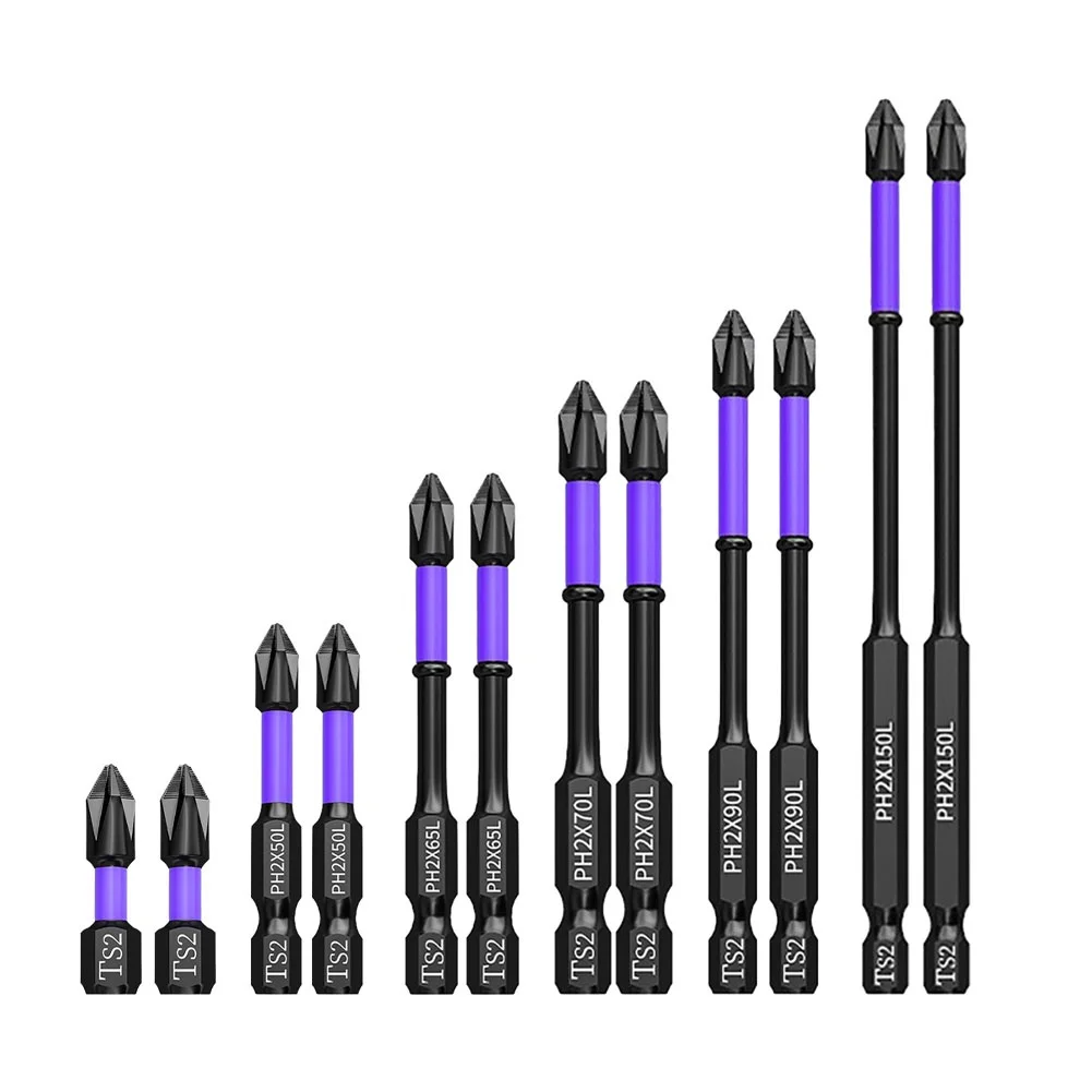 2pcs Non-Slip Cross Screwdriver Set PH2 Magnetic Batch Head PH2 Magnetic Batch Head Impact Screw Driver Bit 25/50/65/70/90/150mm
2pcs Non-Slip Cross Screwdriver Set PH2 Magnetic Batch Head PH2 Magnetic Batch Head Impact Screw Driver Bit 25/50/65/70/90/150mm