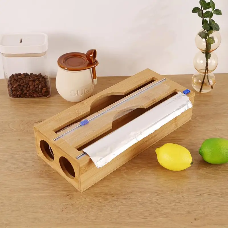 Food Wrap Cutter Reusable Wooden Cling Film Cutter Waterproof Kitchen Wrap Aluminum Foil Film Dispenser With Slide Cutting Edges
Food Wrap Cutter Reusable Wooden Cling Film Cutter Waterproof Kitchen Wrap Aluminum Foil Film Dispenser With Slide Cutting Edges