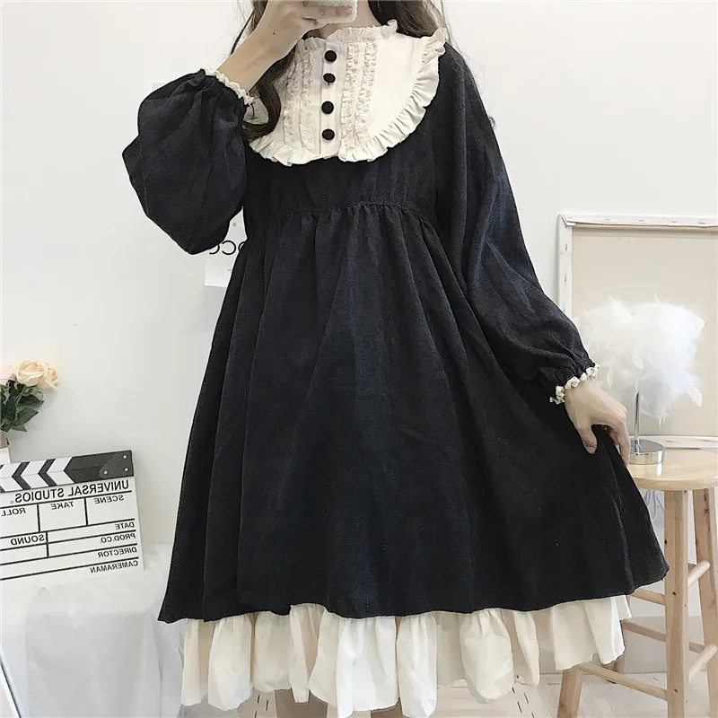 Japanese Gothic Lolita Style Balck Women Dress 2020 Autumn Kawaii Puff Sleeve Loose Vintage Ruffles Cos Ladies Dresses Vestidos
Japanese Gothic Lolita Style Balck Women Dress 2020 Autumn Kawaii Puff Sleeve Loose Vintage Ruffles Cos Ladies Dresses Vestidos