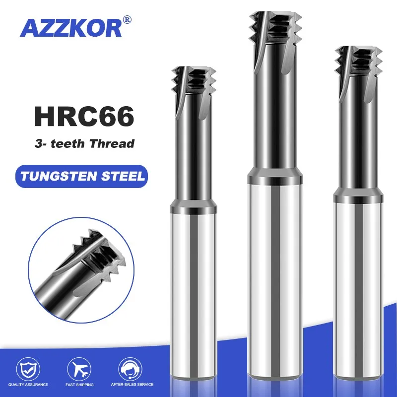 AZZKOR HRC66 Tungsten Steel Carbide 3-tooth thread Milling Cutter Nano Coating CNC Machining Center Cutter M3M5M6M8
AZZKOR HRC66 Tungsten Steel Carbide 3-tooth thread Milling Cutter Nano Coating CNC Machining Center Cutter M3M5M6M8