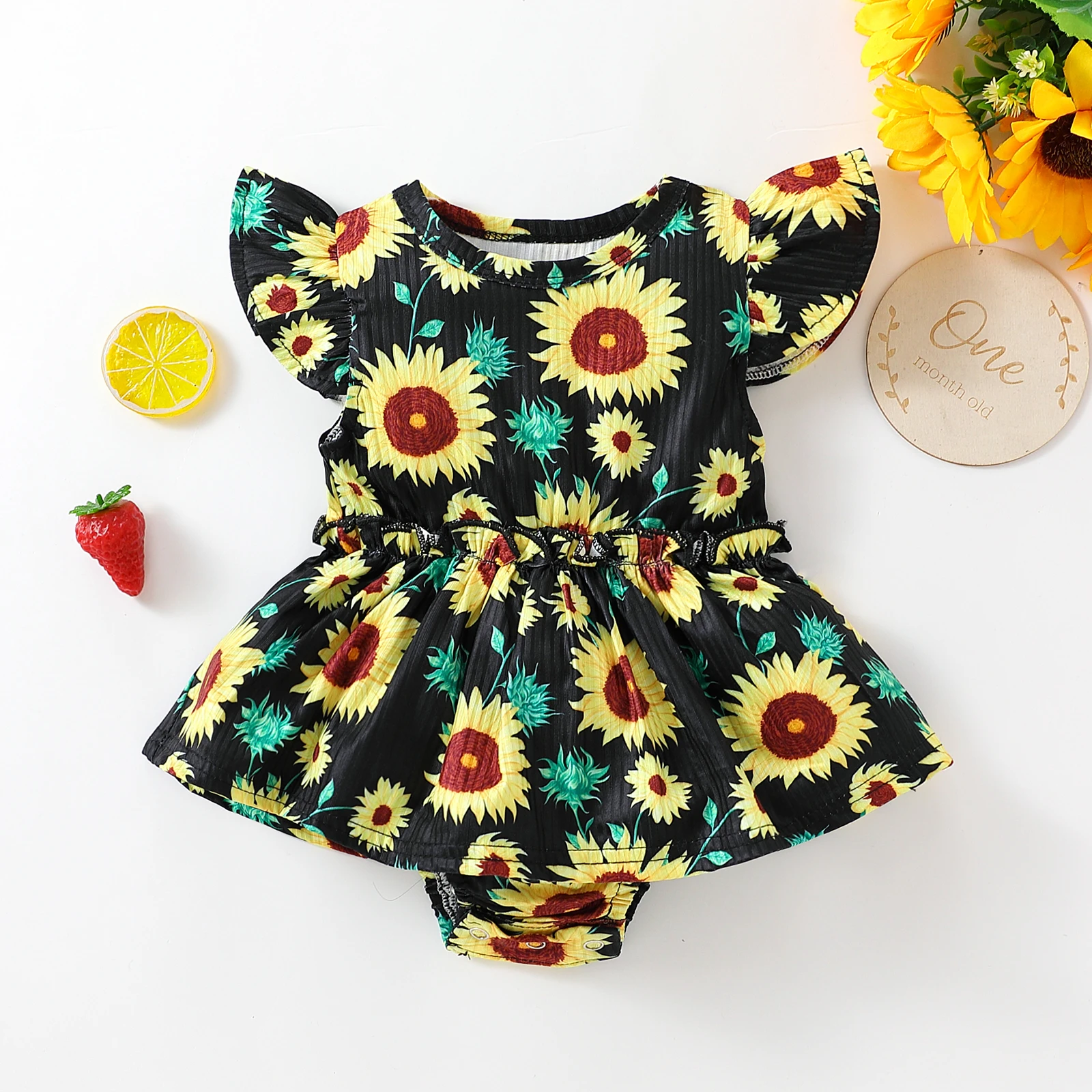 Infant Newborn Baby Girl Romper Sunflower Print Ruffle Jumpsuit Playsuit Sunsuit Summer Girls Clothing D01 
Infant Newborn Baby Girl Romper Sunflower Print Ruffle Jumpsuit Playsuit Sunsuit Summer Girls Clothing D01