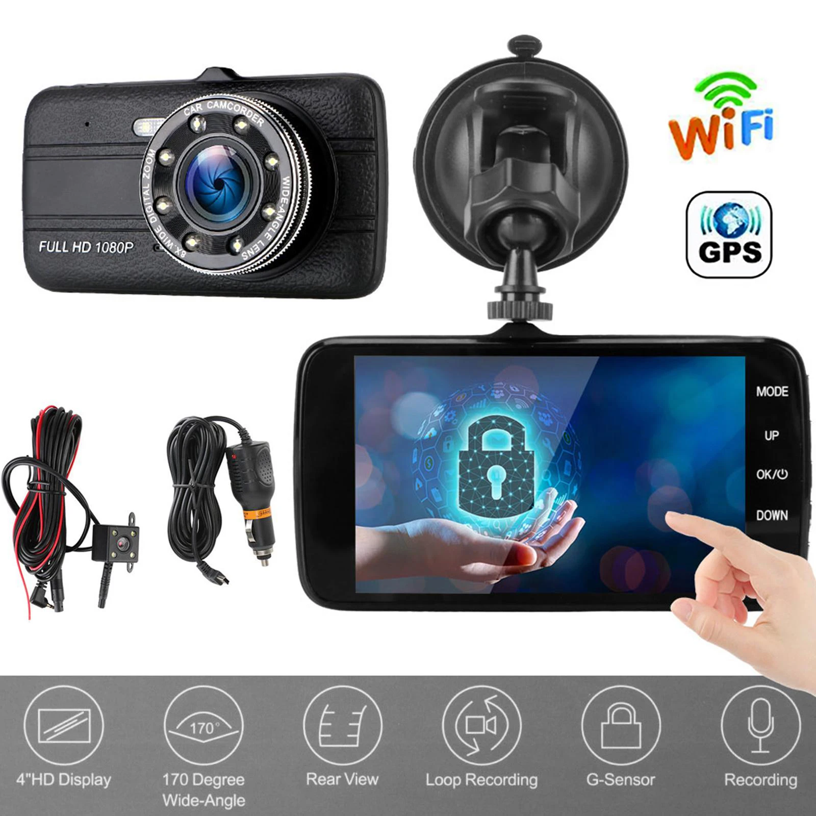 Car DVR WiFi 4.0 Full HD 1080P Dash Cam Rear View Camera Video Recorder Auto Parking Monitor Night Vision Black Box GPS Tracker
Car DVR WiFi 4.0 Full HD 1080P Dash Cam Rear View Camera Video Recorder Auto Parking Monitor Night Vision Black Box GPS Tracker