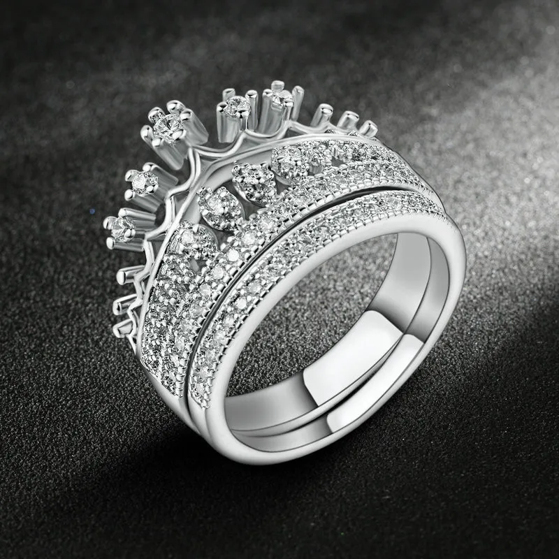 Wholesale 2 PCS/Set Temperament Crown Molding Double Layer Women's Ring Set Jewelry For Engagement Party Wedding Accessories
Wholesale 2 PCS/Set Temperament Crown Molding Double Layer Women's Ring Set Jewelry For Engagement Party Wedding Accessories