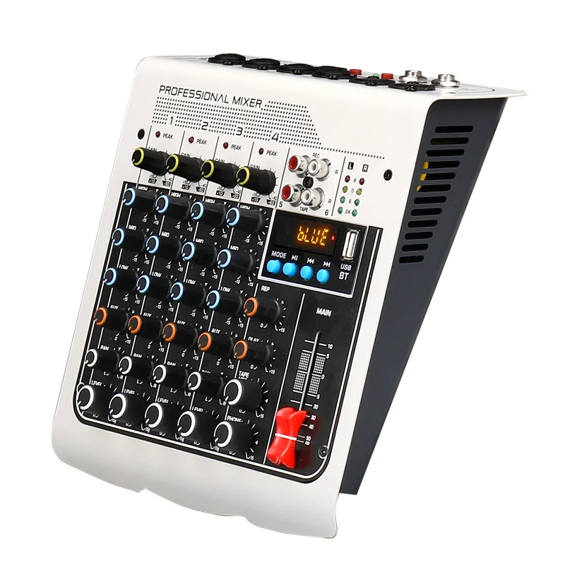 

Mixing Console Bluetooth USB Recording Computer DJ Console 48V Phantom Power Delay Repair Effect 4-channel USB Mixer