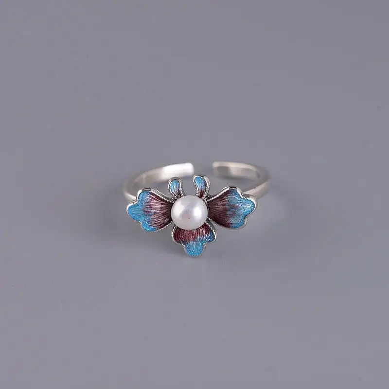 Peony Flower Ring Vintage Women's National Fashion Burnt Blue Inlaid Pearl Opening Adjustable Ring
Peony Flower Ring Vintage Women's National Fashion Burnt Blue Inlaid Pearl Opening Adjustable Ring