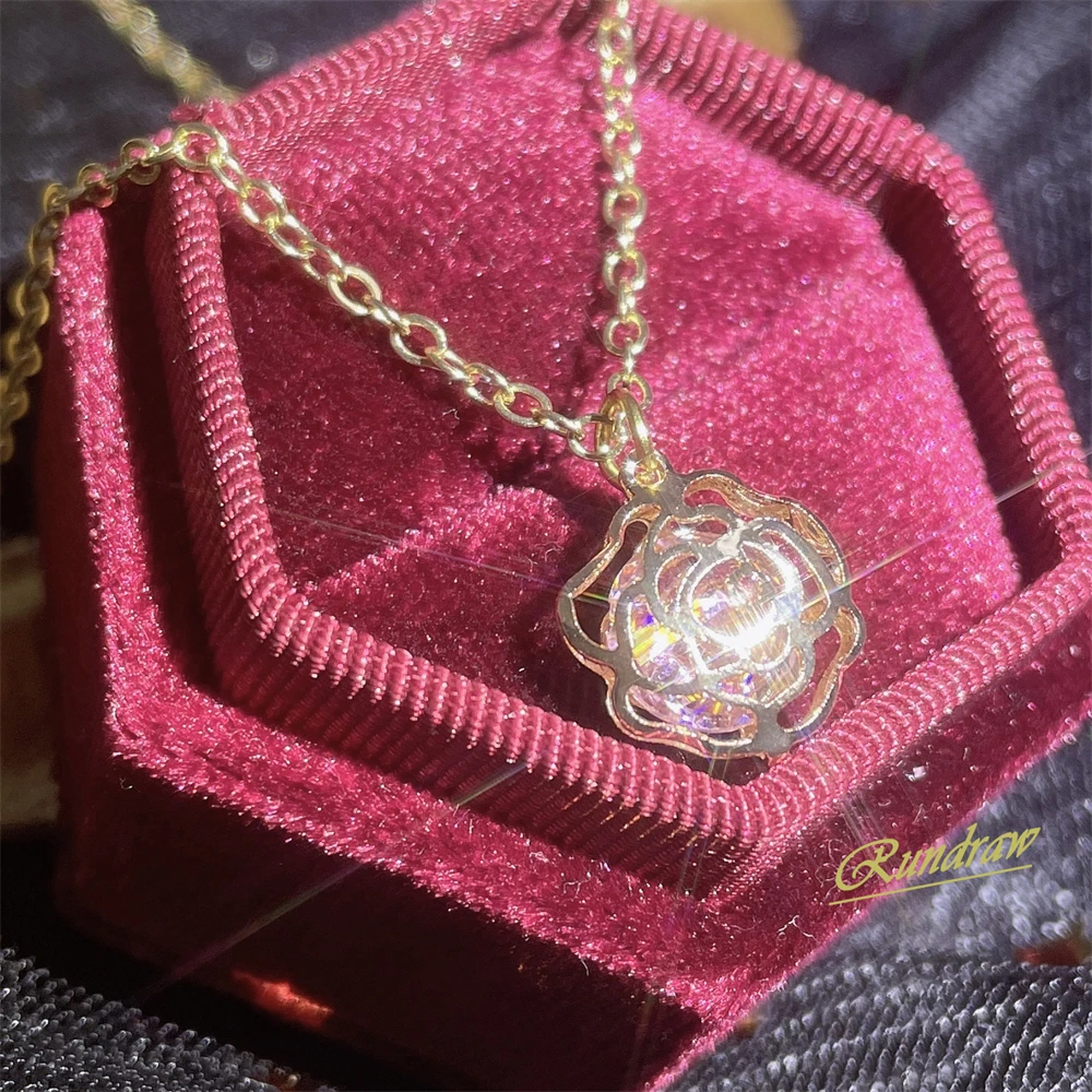 Rundraw Fashion Women Hollow Rose Crystal Zircon Pendant Necklace Gold Color Chain Necklaces For Female Party Gift Jewelry
Rundraw Fashion Women Hollow Rose Crystal Zircon Pendant Necklace Gold Color Chain Necklaces For Female Party Gift Jewelry