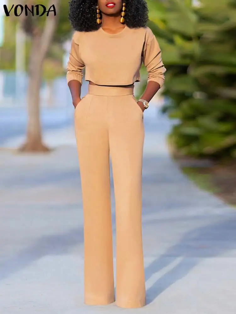 VONDA Fashion Summer Pant Sets Casual Solid Long Sleeve Matching Sets O Neck Tops Tunic Female Solid Baggy Wide Leg Pant Suits
VONDA Fashion Summer Pant Sets Casual Solid Long Sleeve Matching Sets O Neck Tops Tunic Female Solid Baggy Wide Leg Pant Suits