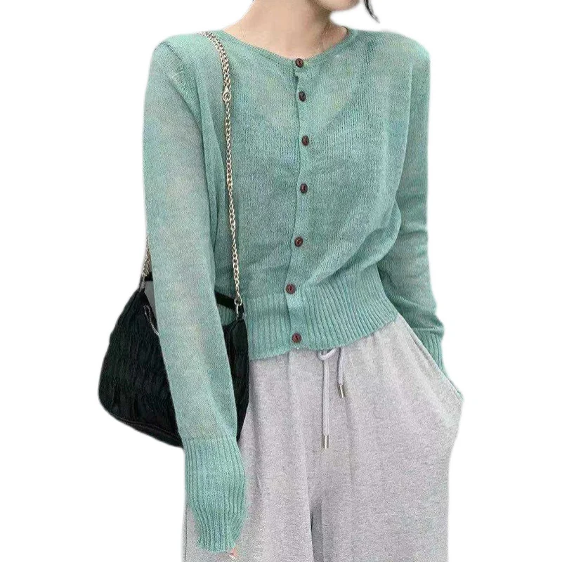 Spring and Summer New Women's Cardigan Crop Top Thin Sun Protection Clothing Fashion Casual Korean Style Knitted Coat for Women
Spring and Summer New Women's Cardigan Crop Top Thin Sun Protection Clothing Fashion Casual Korean Style Knitted Coat for Women