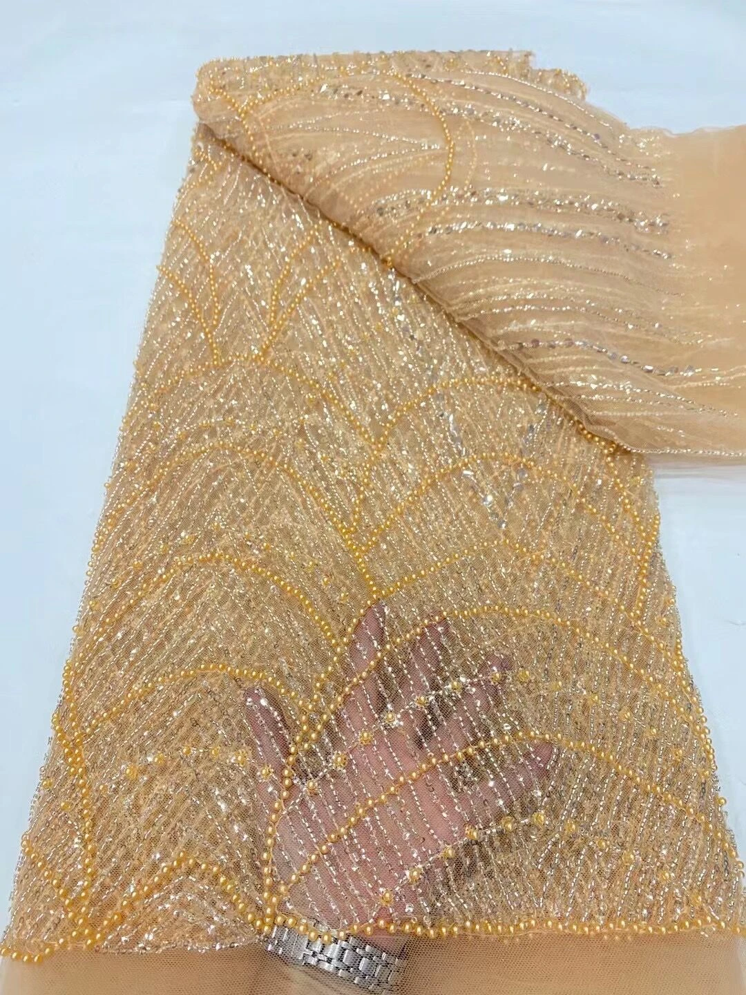 Luxe Blue Mesh Sequins African Lace Fabric Embroidery For Women Evening Dresses Dubai Beaded Fabrics Materials 5 Yards Clothes
Luxe Blue Mesh Sequins African Lace Fabric Embroidery For Women Evening Dresses Dubai Beaded Fabrics Materials 5 Yards Clothes