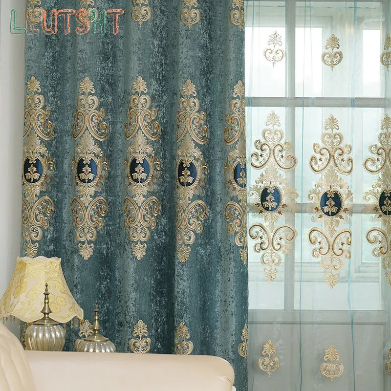 European Style Curtains for Living Room Bedroom Light Luxury Embroidered Chenille Curtain Door Window Drapes Blue Color
European Style Curtains for Living Room Bedroom Light Luxury Embroidered Chenille Curtain Door Window Drapes Blue Color