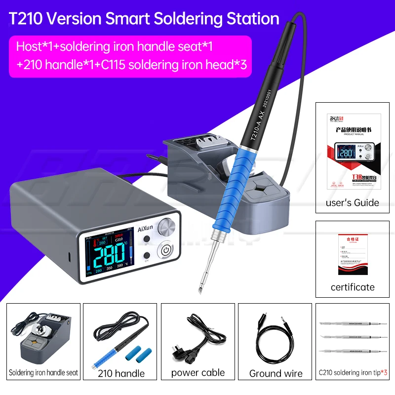 JCID AIXUN T3B Intelligent Soldering Station With T115/T210 Series Handle Welding Iron Tips Electric Set For SMD BGA Repair Tool
JCID AIXUN T3B Intelligent Soldering Station With T115/T210 Series Handle Welding Iron Tips Electric Set For SMD BGA Repair Tool