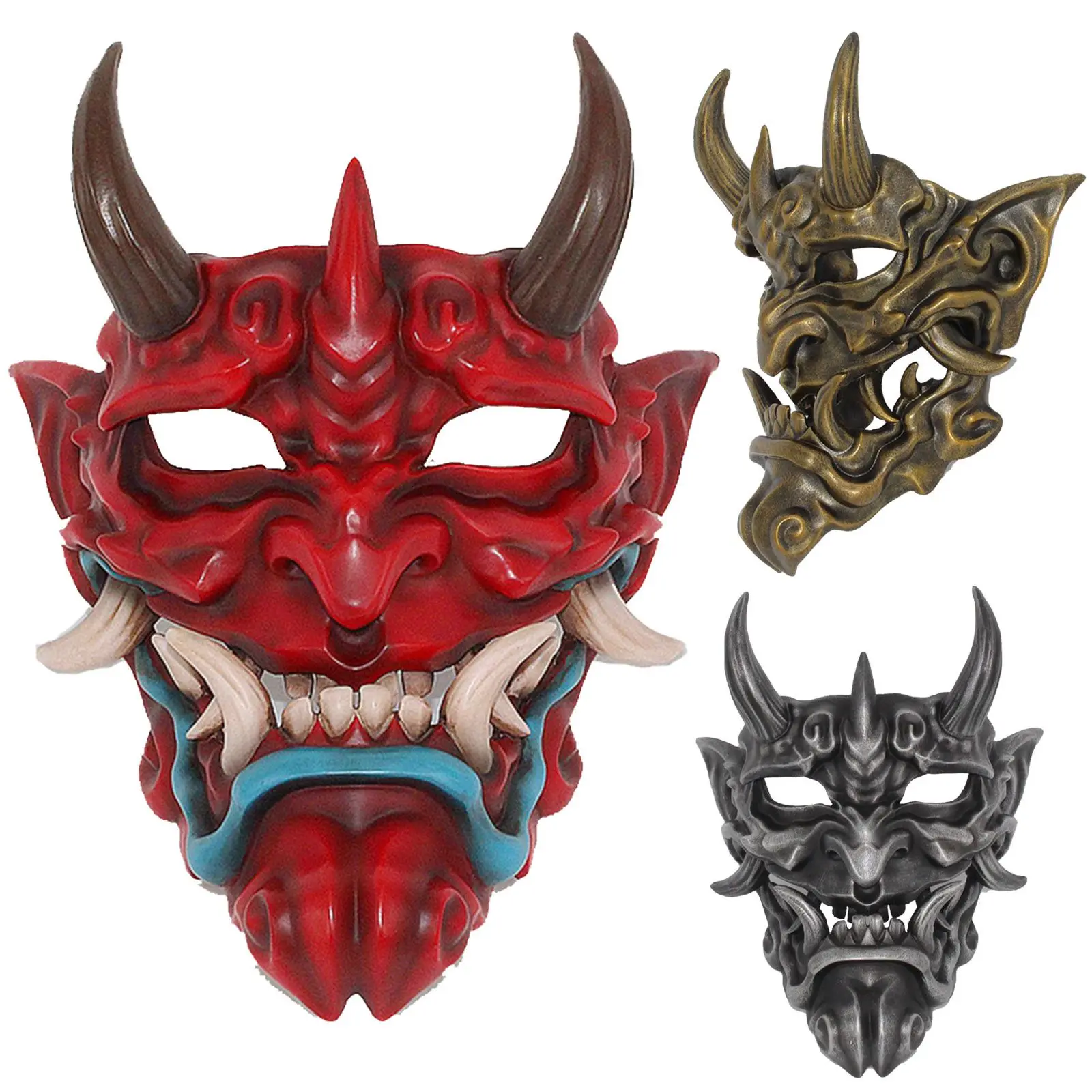 Resin Adult Unisex Latex Japanese Devil Hannya Mask Full Face Mask Cosplay Halloween Red Gold Sliver 23.5CM*31CM
Resin Adult Unisex Latex Japanese Devil Hannya Mask Full Face Mask Cosplay Halloween Red Gold Sliver 23.5CM*31CM