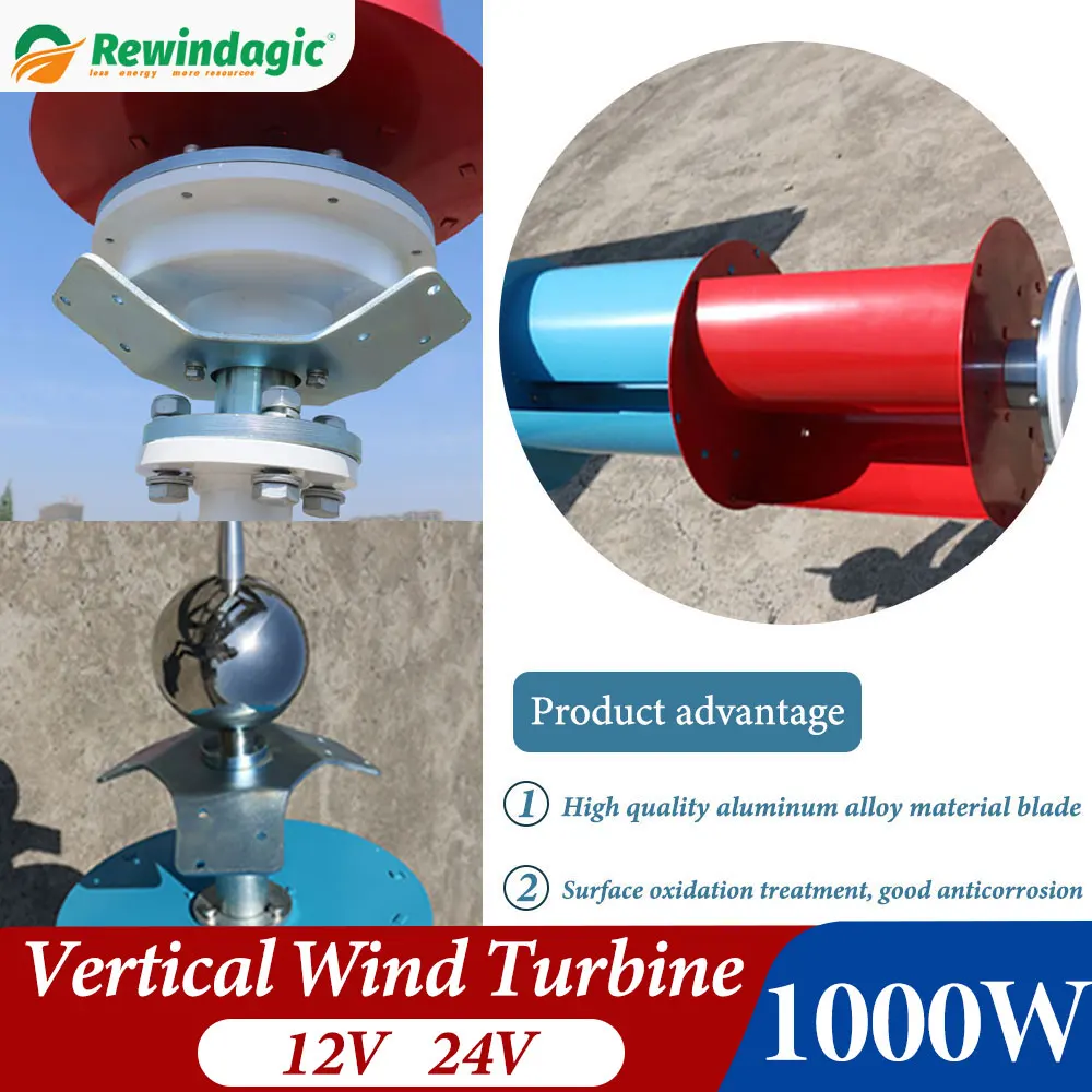 1000W 800W Vertical Axis Wind Turbine Generator 12V 24V 3Blades Free Energy Household Windmill Low Speed
1000W 800W Vertical Axis Wind Turbine Generator 12V 24V 3Blades Free Energy Household Windmill Low Speed
