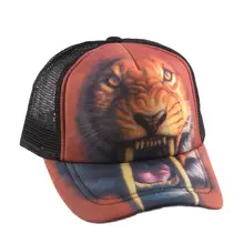 Animal Mesh Trucker Ball Cap Mens Hat with Printed Tiger Lion Puppy Seal
