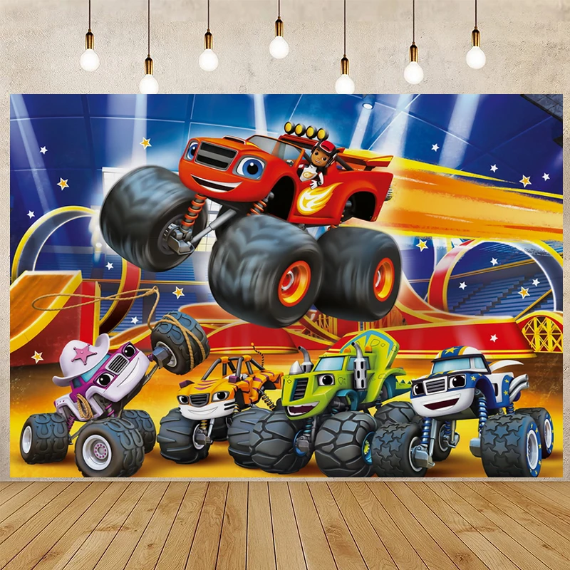 Fast Speed Big Wheel Blaze Racing Cars Cartoon Background Photography Newborn Baby Kids Birthday Backdrop Party Table Decor
Fast Speed Big Wheel Blaze Racing Cars Cartoon Background Photography Newborn Baby Kids Birthday Backdrop Party Table Decor