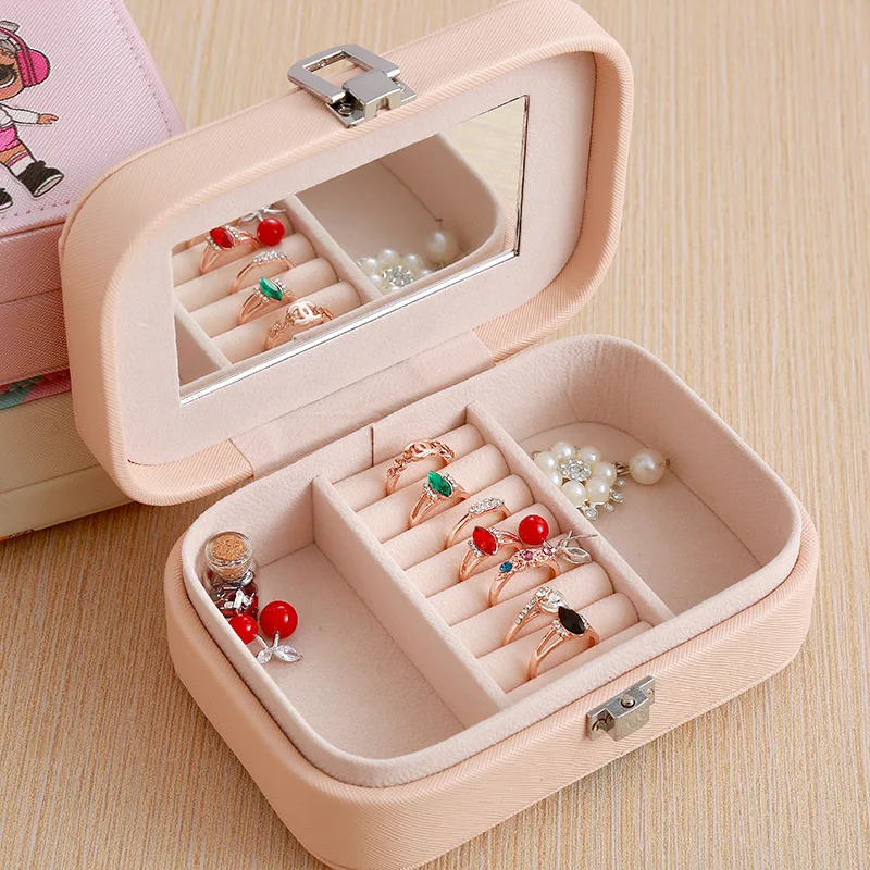 Cute Portable Cartoon Jewelry Storage Box with Mirror Large Capacity Double Layer Stud Earrings Ring Snap Jewelry Bag Holder
Cute Portable Cartoon Jewelry Storage Box with Mirror Large Capacity Double Layer Stud Earrings Ring Snap Jewelry Bag Holder