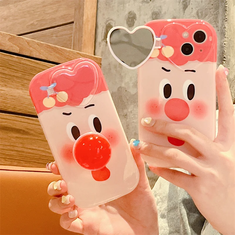 Cartoon Cute Heart Camera Mirror Soft Phone Case For IPhone 13 12 Pro Max XR XS X 11 Clown Pattern Portable Bracket Back Cover
Cartoon Cute Heart Camera Mirror Soft Phone Case For IPhone 13 12 Pro Max XR XS X 11 Clown Pattern Portable Bracket Back Cover