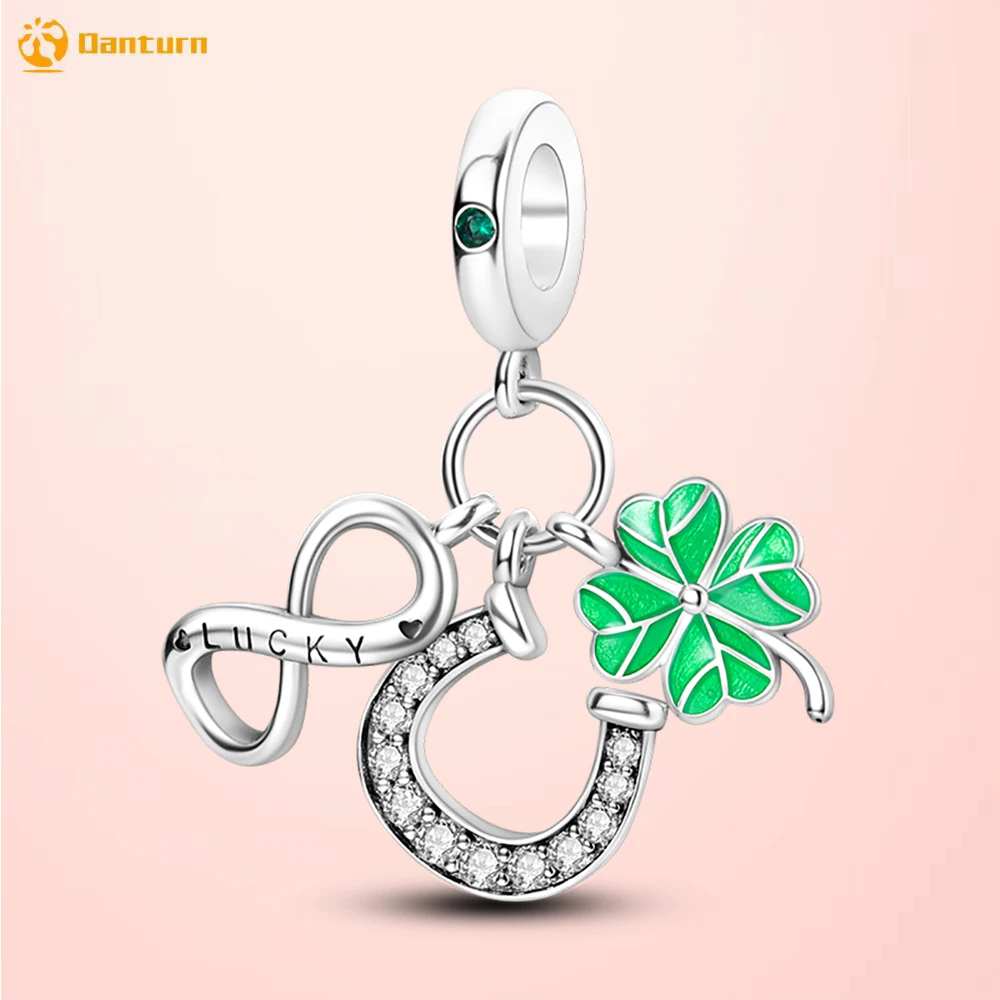 

Deedate 925 Sterling Silver Beads Infinite Lucky Clover Dangle Charm fit Original Pandora Bracelets or Necklaces for Women