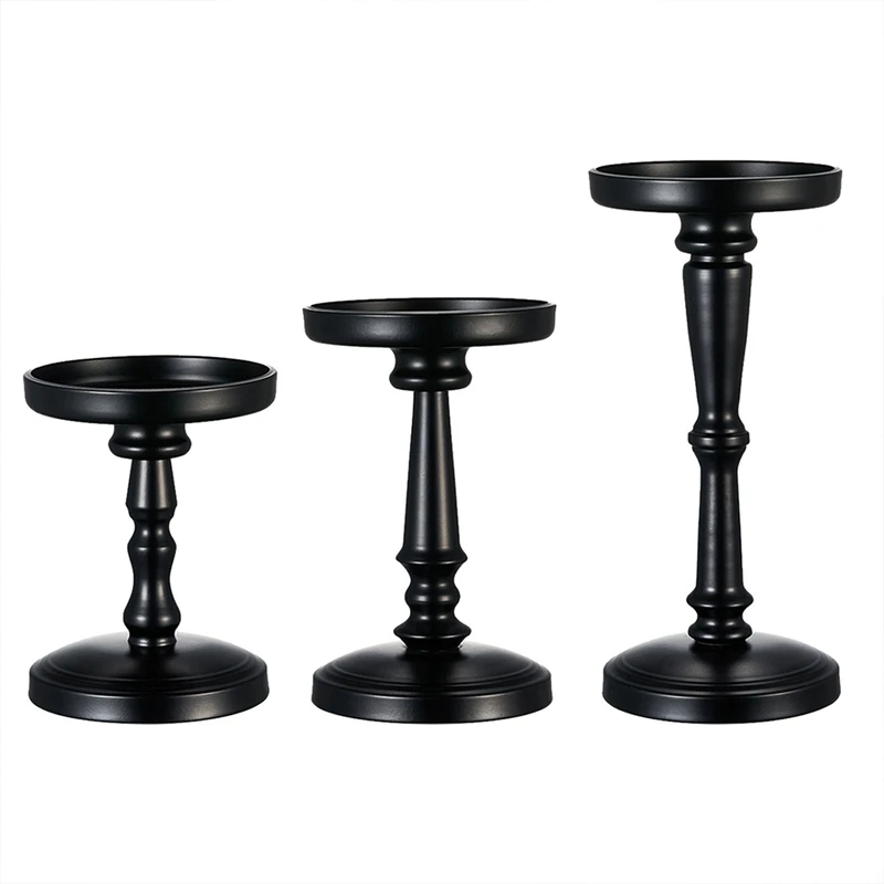 3Pcs Columnar Black Candle Holder, Metal Candle Holder, Great Decoration For Family Wedding Anniversary Party 
3Pcs Columnar Black Candle Holder, Metal Candle Holder, Great Decoration For Family Wedding Anniversary Party