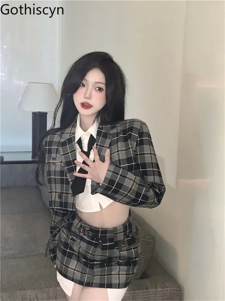 gothiscyn Women Suits Long Sleeves Cropped Jackets Mini Skirts Solid Blouse 3pcs Sets Spring New Korean Style Female Clothing
gothiscyn Women Suits Long Sleeves Cropped Jackets Mini Skirts Solid Blouse 3pcs Sets Spring New Korean Style Female Clothing