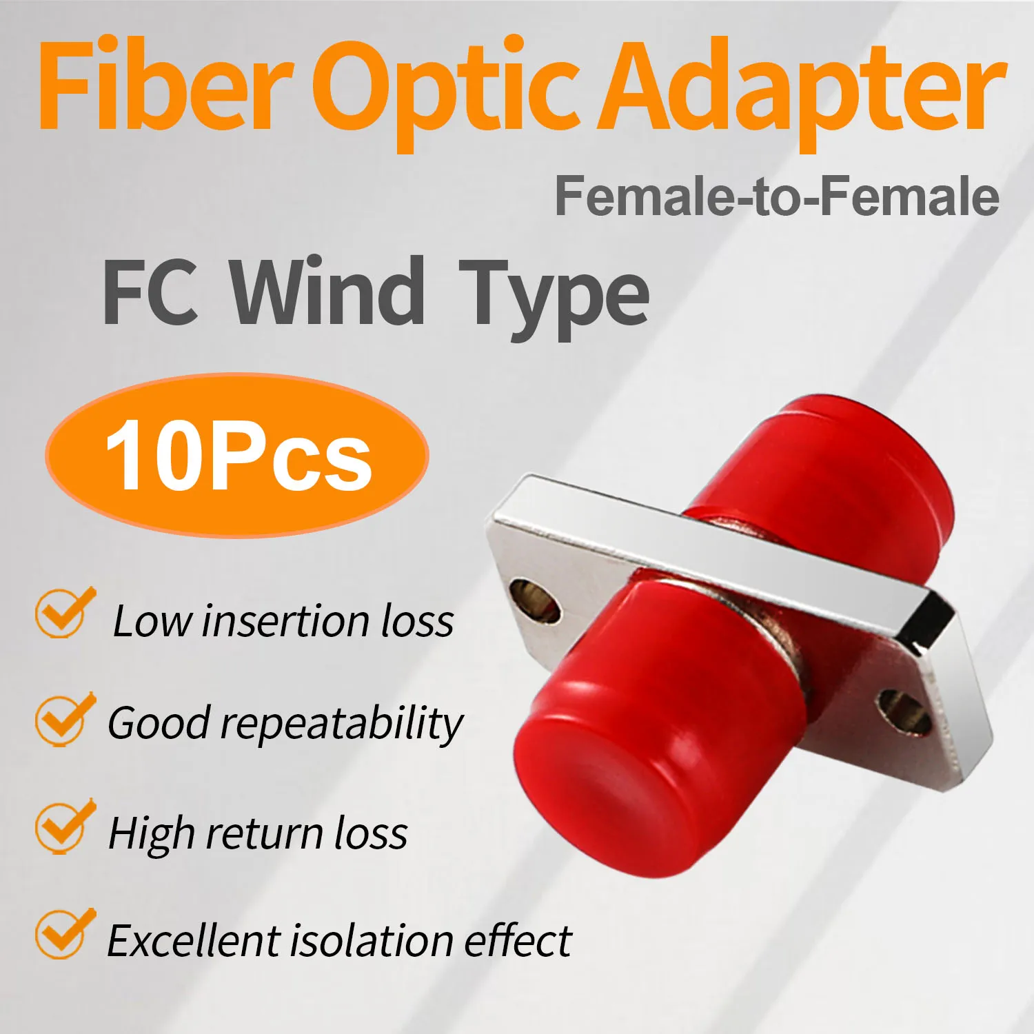 

10 Pcs FC Coupler Fiber Optic Adapter, Singlemode Simplex Connector Converter with Panel Mounting Wing Flange Ftth