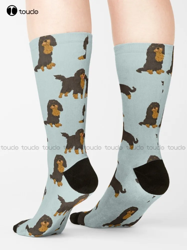 

Black Tan Cavalier King Charles Spaniel Dog Socks Womens Boot Socks Unisex Adult Teen Youth Socks 360° Digital Print Gift Retro