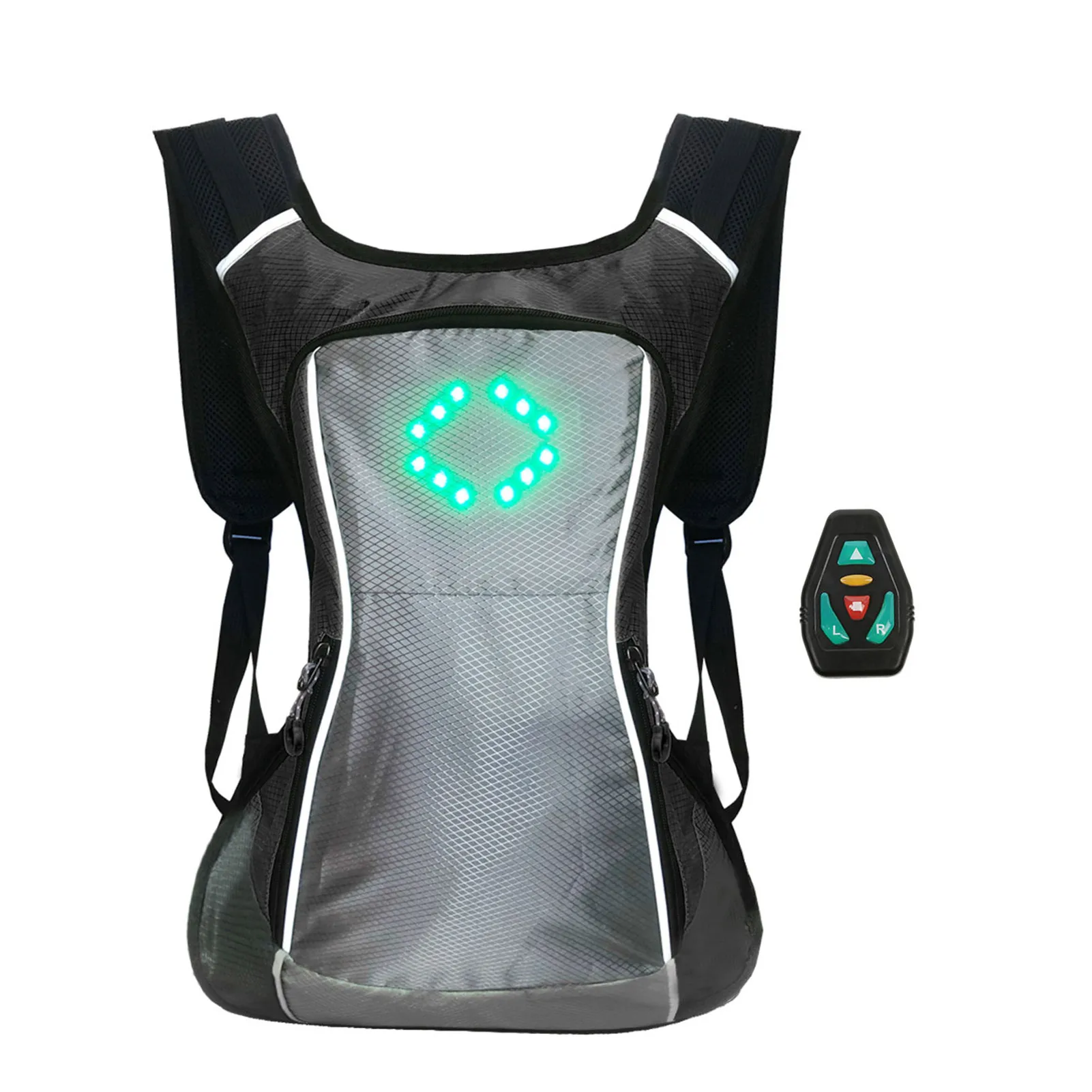 LED Turn Signal Bike Pack Guiding Light Reflective Backpack Reflective Safety Warning Direction Backpack With Remote Controller
LED Turn Signal Bike Pack Guiding Light Reflective Backpack Reflective Safety Warning Direction Backpack With Remote Controller