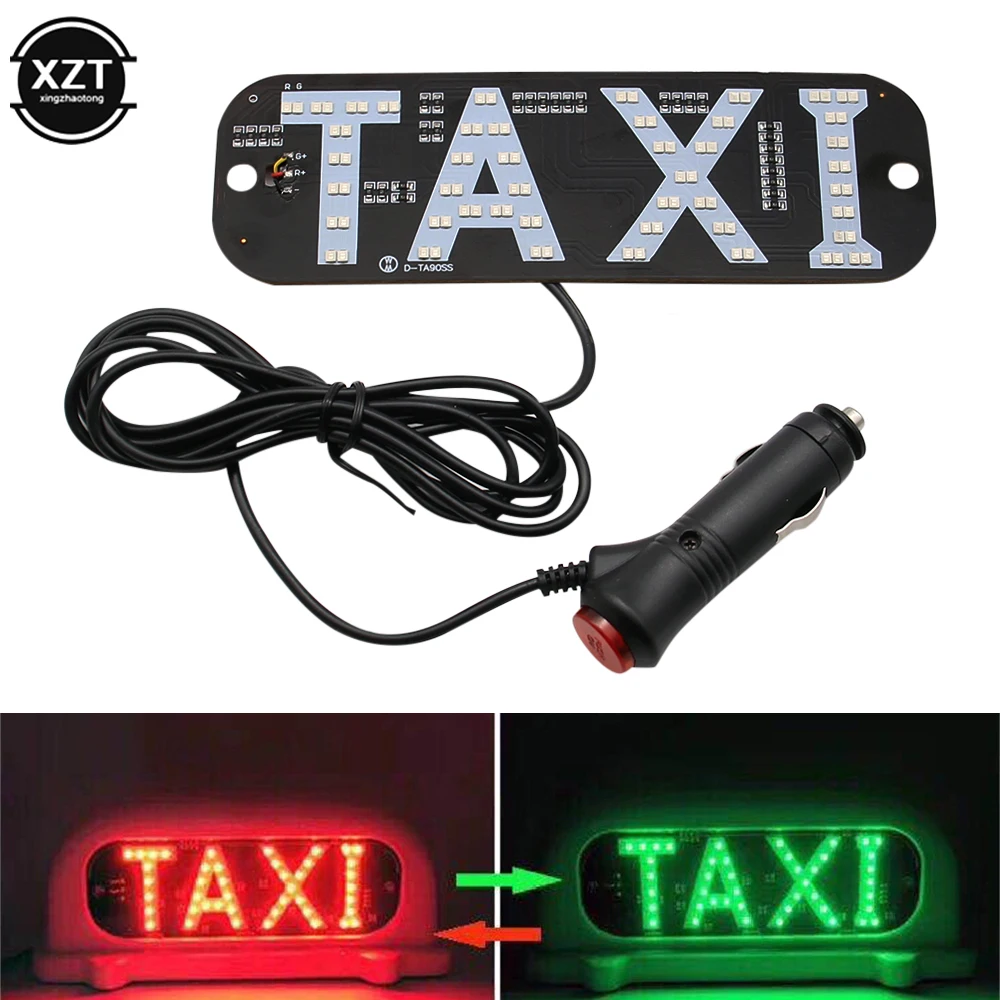 

Taxi Sign LED Indicator Light Panel Sign Warning Light 2 Color Changeable Cigarette Lighter with Suction Beacon Signal Light