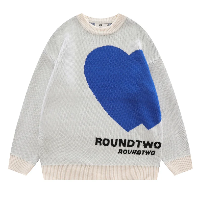 Harajuku Streetwear Knitted Sweater Letter Heart Embroidery Hip Hop Oversized Thick Sweaters Fashion Korean Couple Pullover 
Harajuku Streetwear Knitted Sweater Letter Heart Embroidery Hip Hop Oversized Thick Sweaters Fashion Korean Couple Pullover