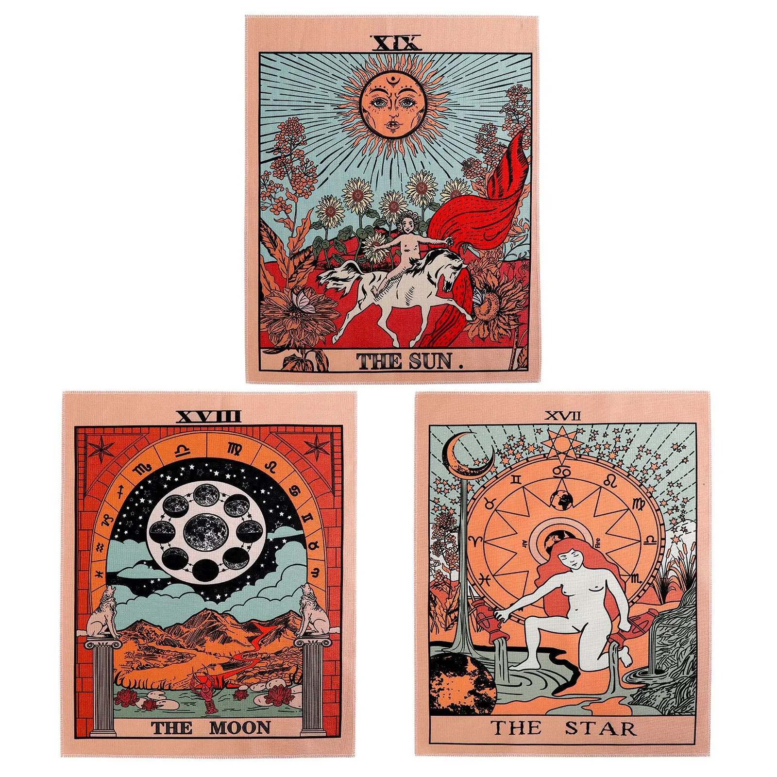 3pcs Tarot Tapestry Wall Hanging The Moon Sun Star Tapestry Medieval Europe Divination Mysterious Decor for Bedroom Living Room
3pcs Tarot Tapestry Wall Hanging The Moon Sun Star Tapestry Medieval Europe Divination Mysterious Decor for Bedroom Living Room