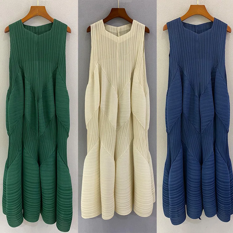 Женское плиссированное платье без рукавов, однотонное элегантное офисное платье с цветочной юбкой, весна-лето 2023 
Женское плиссированное платье без рукавов, однотонное элегантное офисное платье с цветочной юбкой, весна-лето 2023