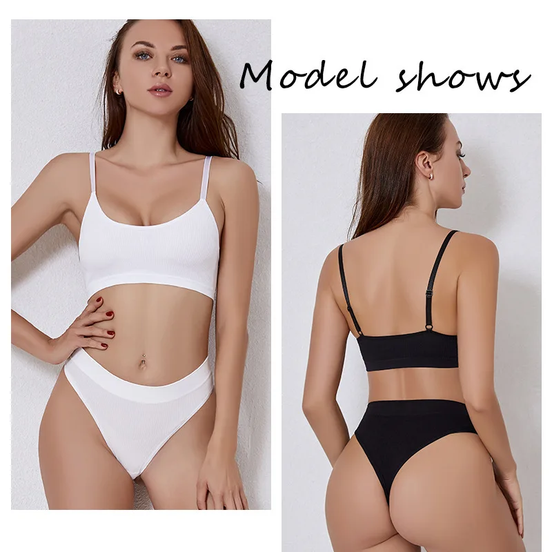 Sexy Woman Bra Set Pure Cotton Low-waisted Female G-string Wireless Woman Bra Camisole Vest Style Padded Push Up Underwear Set
Sexy Woman Bra Set Pure Cotton Low-waisted Female G-string Wireless Woman Bra Camisole Vest Style Padded Push Up Underwear Set