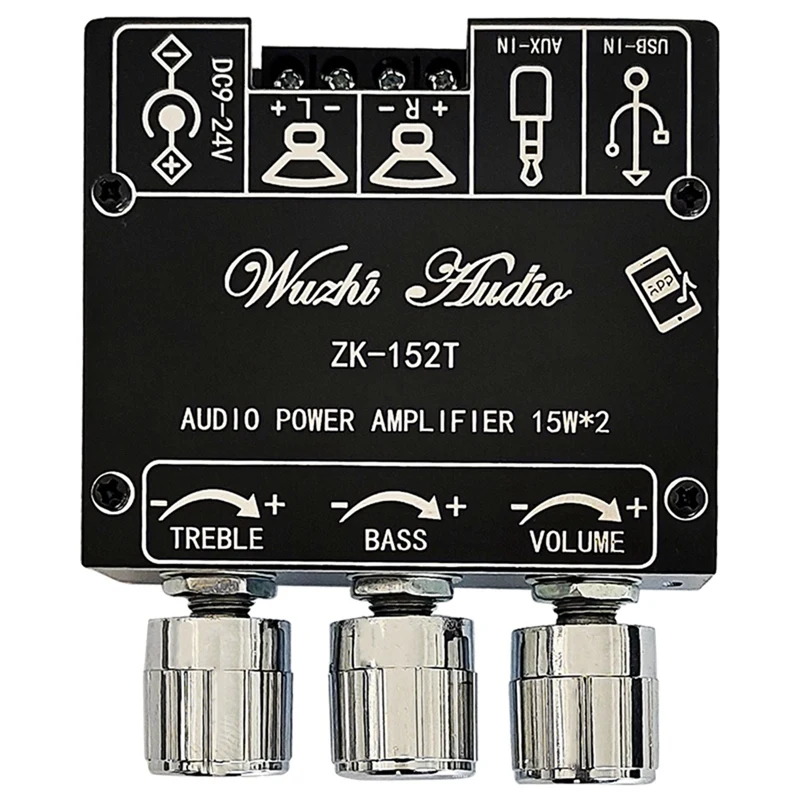 ZK-152T Bluetooth Digital Amplifier Board Module 2.0 Stereo Dual Channel 15W+15W With High And Low Tone Support APP
ZK-152T Bluetooth Digital Amplifier Board Module 2.0 Stereo Dual Channel 15W+15W With High And Low Tone Support APP