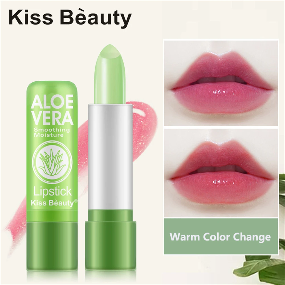 

1PC Moisture Lip Balm Long-Lasting Natural Aloe Vera Lipstick Color Mood Changing Long Lasting Moisturizing Lipstick Anti Aging